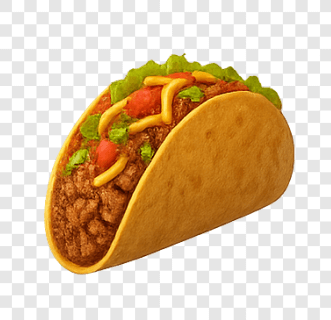 Spicy beef Delicious Taco with lettuce and salsa PNG