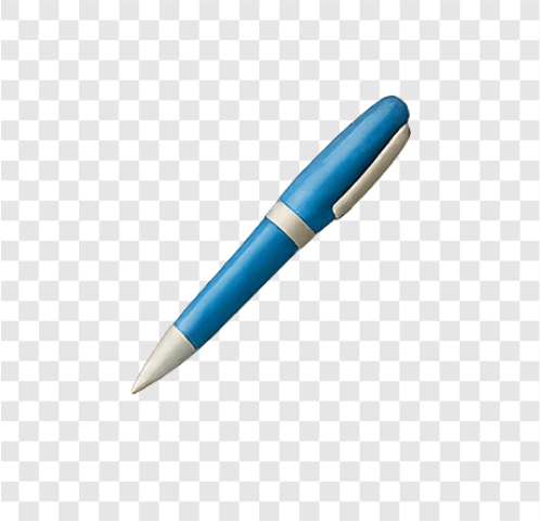 Transparent PNG of a blue ballpoint pen for writing or studying