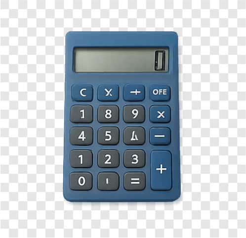 Blue digital calculator PNG for math, school, and office use