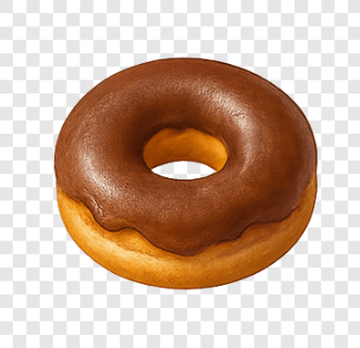 Chocolate-covered round Glazed Donut PNG image