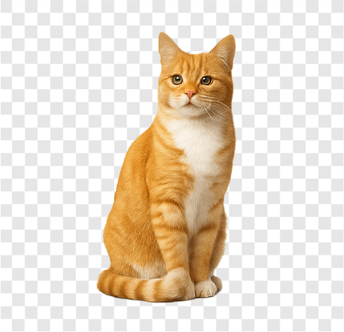 PNG image of a cute orange tabby cat sitting