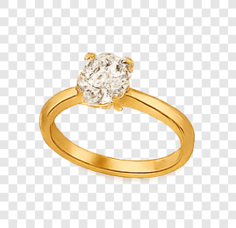 Transparent PNG of a gold ring with a solitaire diamond