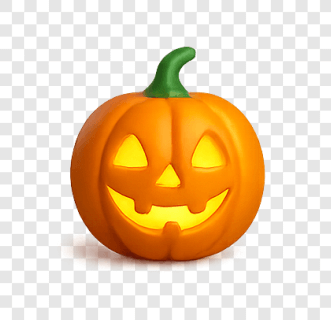 Transparent PNG of carved Halloween pumpkin with glowing smile