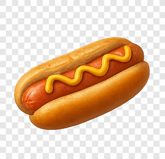 Traditional hot dog with mustard topping PNG
