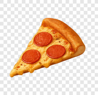 Slice of pepperoni pizza with melted cheese PNG
