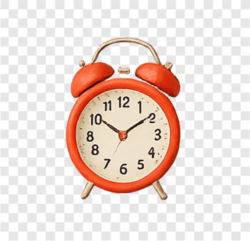 Classic red alarm clock PNG for school timing visuals