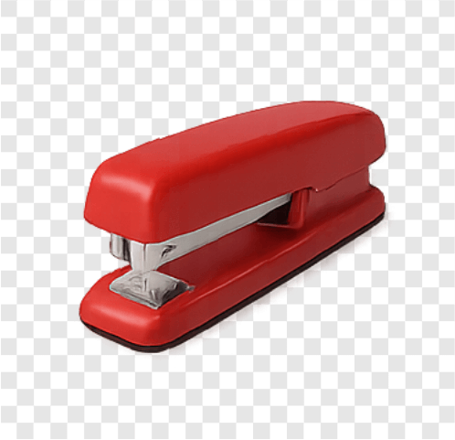 Realistic red stapler PNG for school and office documents