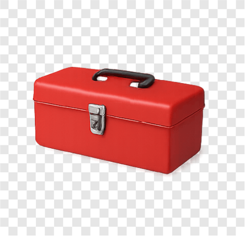 Red metal toolbox PNG for hardware storage and repair kits