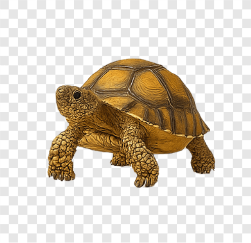 Realistic PNG of a brown tortoise walking