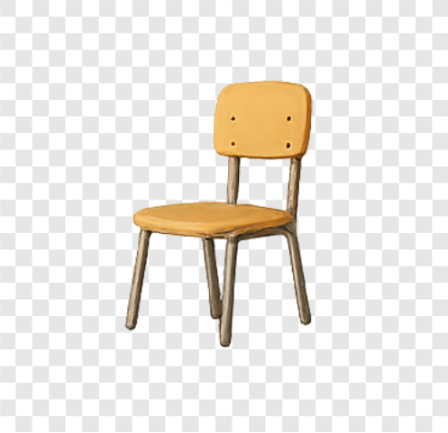 Traditional wooden school chair PNG with metal legs