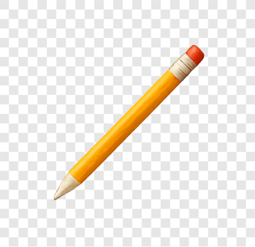 Classic yellow pencil PNG with eraser tip