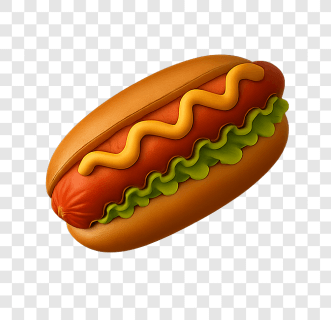 Hot dog PNG transparent background with ketchup and mustard